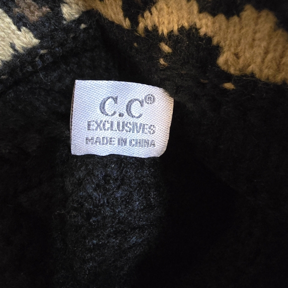 CC Animal Print and Black Stocking Cap EUC - Picture 5 of 6